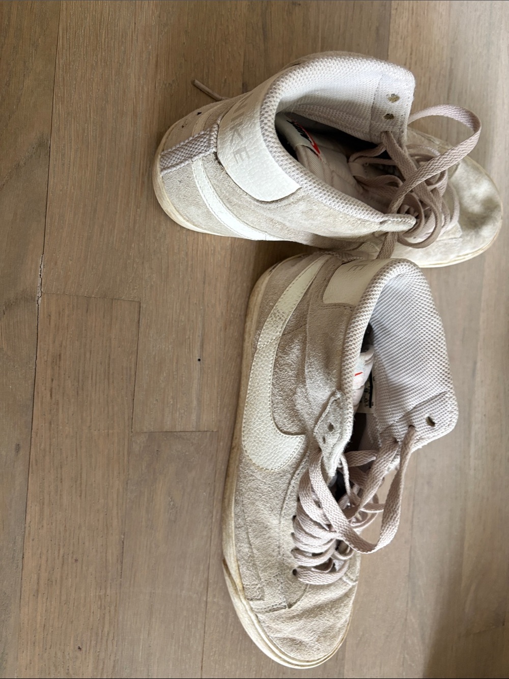 Nike Women's High-Top Sneakers in Beige and White